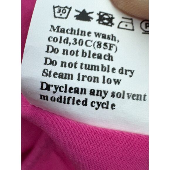 Maxi Magenta Hot Pink Halter Neck Dress Size M Barbiecore Feminine Open Back - Picture 8 of 10